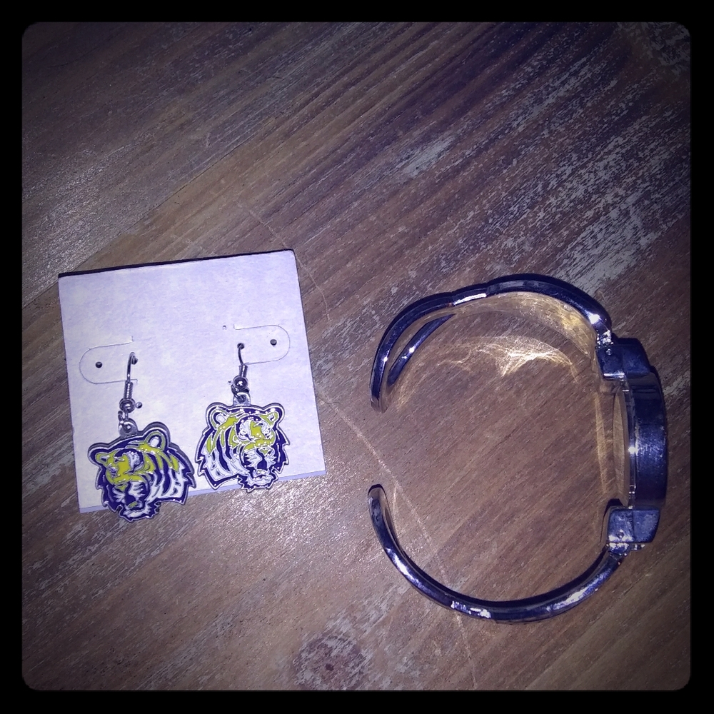 LSU earings and watch